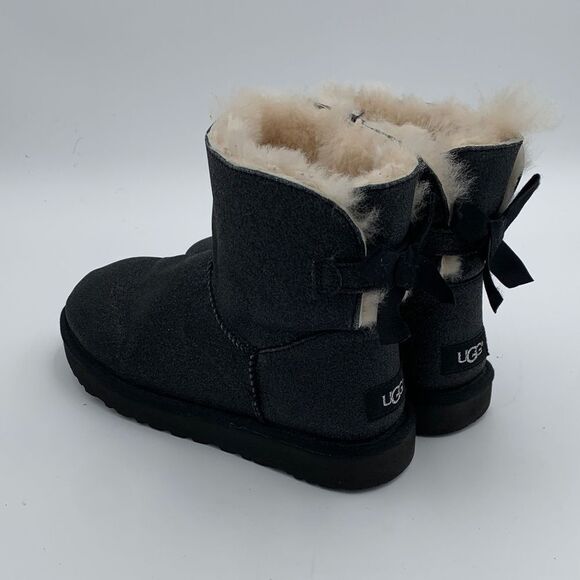 UGG Bailey Bow mini black glitter women’s size 8 like new condition - Picture 5 of 12